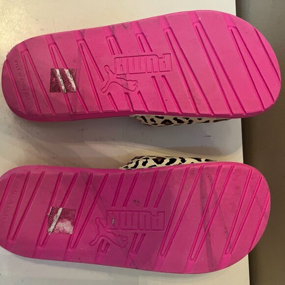 Puma pink leopard pront slides big kids size 6 - Picture 4 of 8